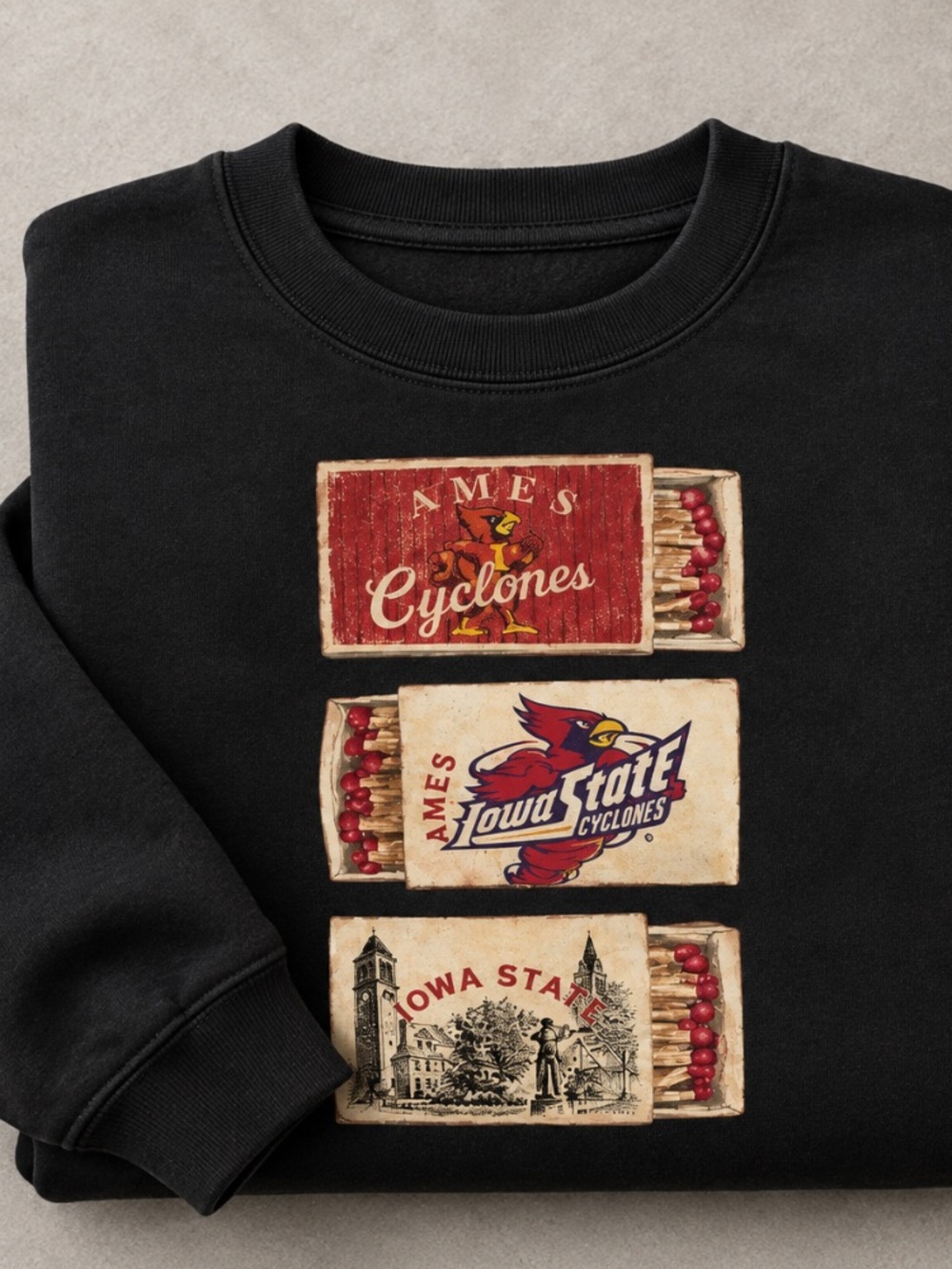 Iowa State Cyclones Matchbox Matchboxes Logo College Football Vintage Sweatshirt